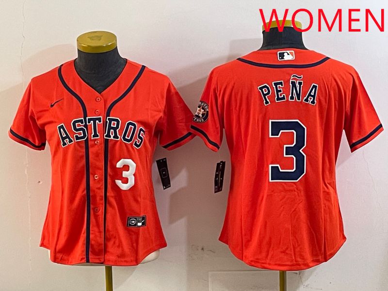Women Houston Astros #3 Pena Orange Game 2025 Nike MLB Jersey style 2->women mlb jersey->Women Jersey